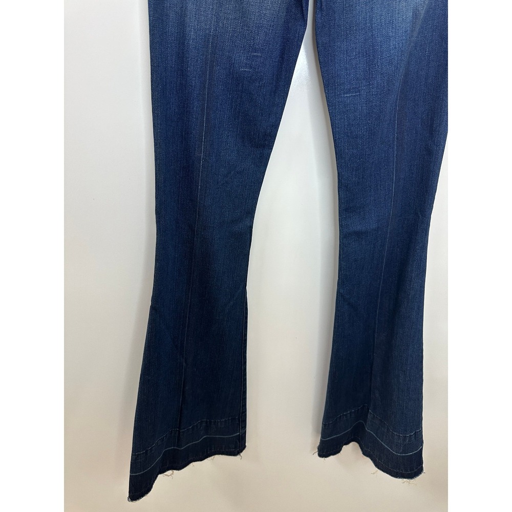 McGuire Majorelle Flare Jeans Dark Wash Raw Hem Size 28 NWOT Stretch 70's Style - Picture 10 of 15